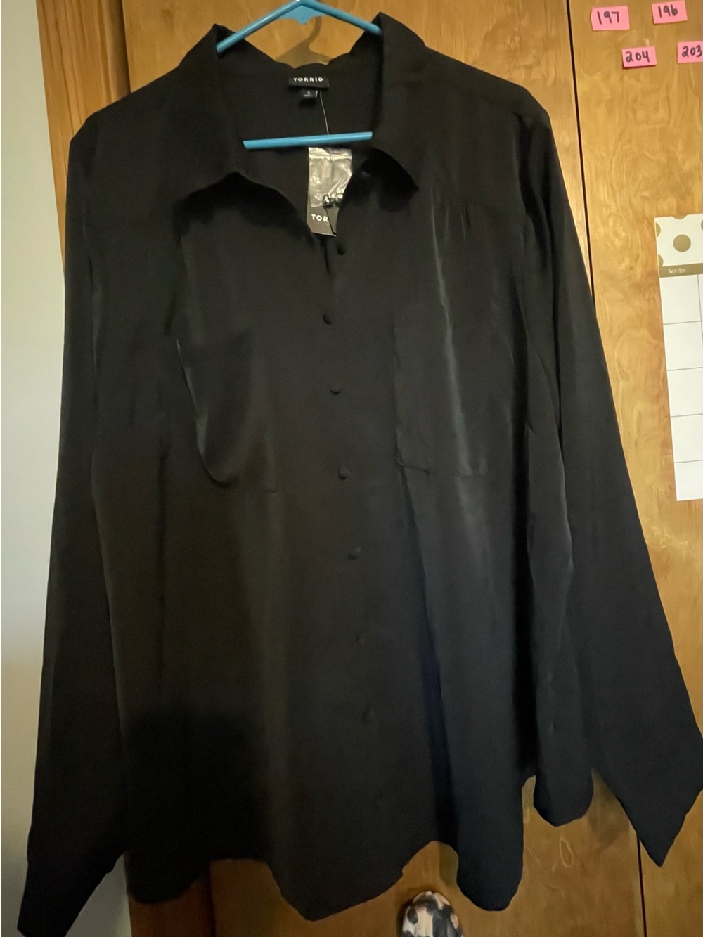 Torrid Black Button-Down Satin-Look Blouse